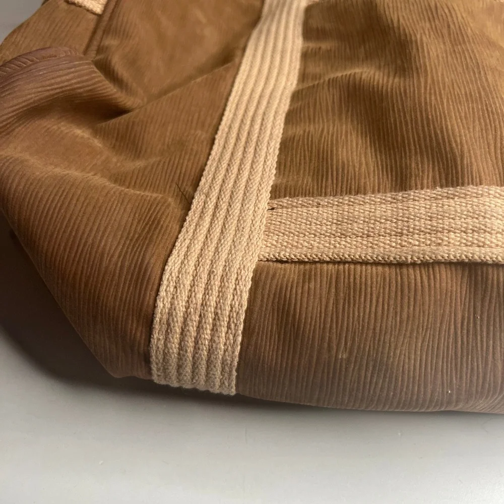 Vintage 70s Bay Bags San Francisco Brown Corduroy Duffle Bag Weekend Travel Bag